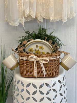 Floral Plate & Mug Basket Set