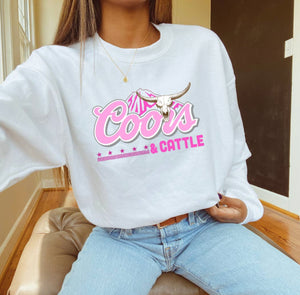 Pink Coors & Cattle Crewneck