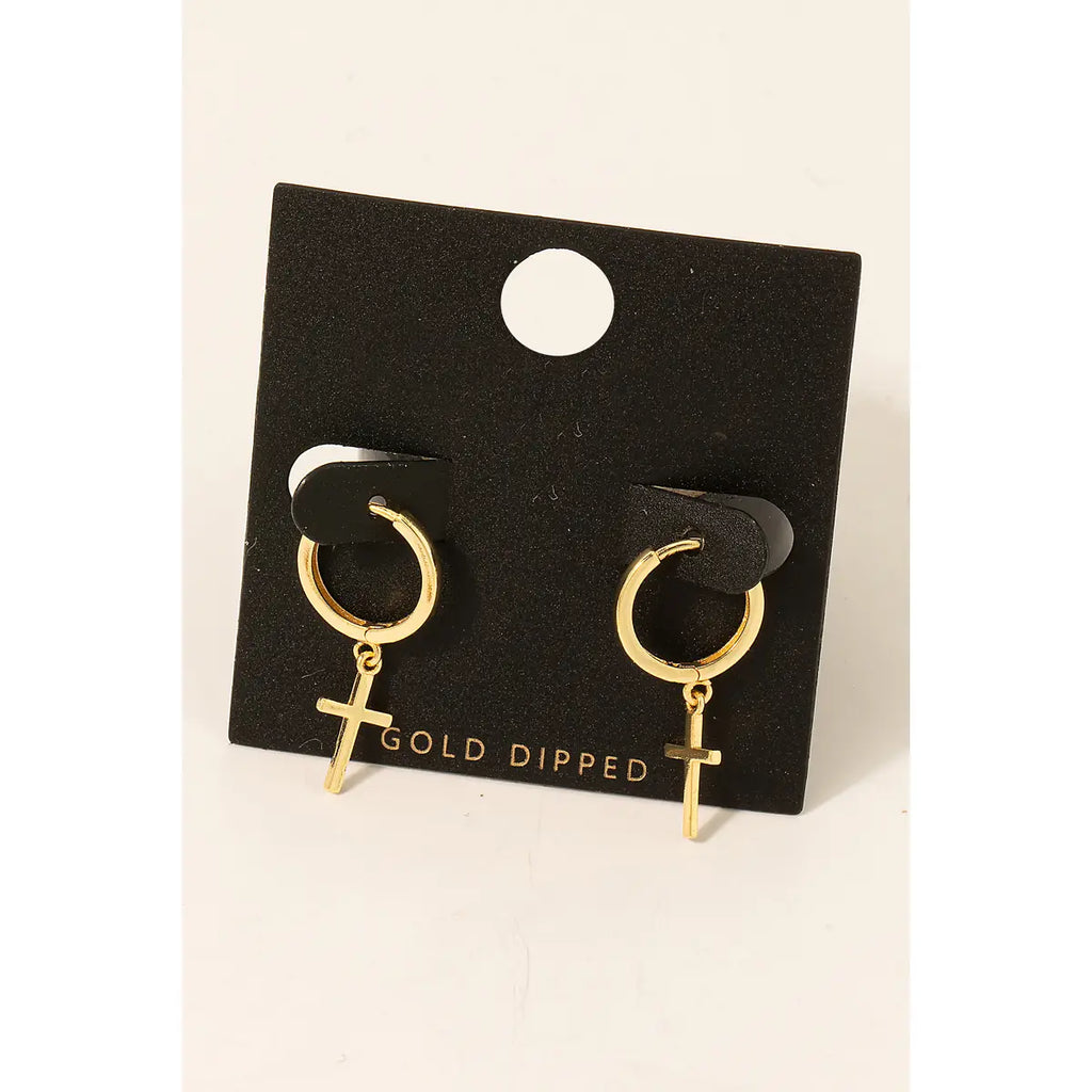 Mini Cross Hoop Earrings