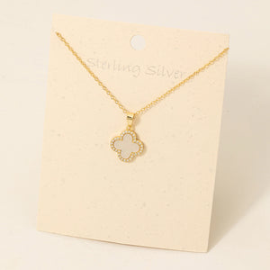 Sterling Silver Clover Ivory Necklace
