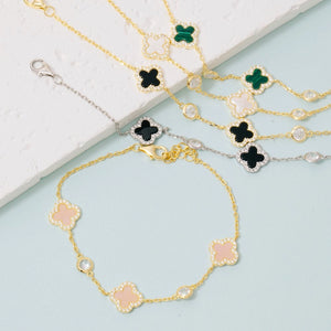 Sterling Silver CZ Clover Bracelet