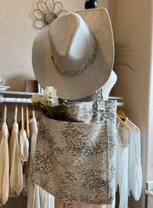 Grey Leopard Handmade Tote Bag