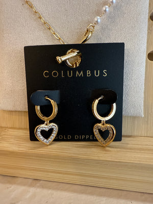 Circle Heart Stone Earrings