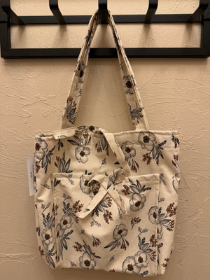 Neutral Floral Handmade Tote Bag