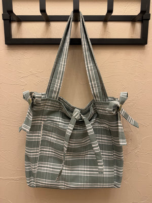 Sage Plaid Handmade Tote Bag