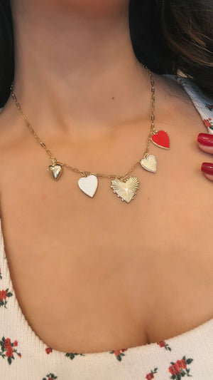 Red Heart Charm Necklace |  Gold Dipped