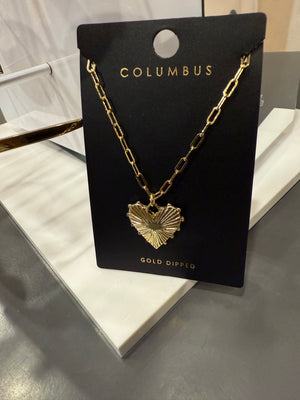 Link Chain Large Heart Necklace Gold D