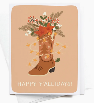 Happy Y’Allidays! Cowboy Boot Greeting Card