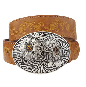 Sunflower Buckle Leather Belt