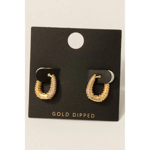 Oval CZ Hoop Earrings | 14k Gold Dipped