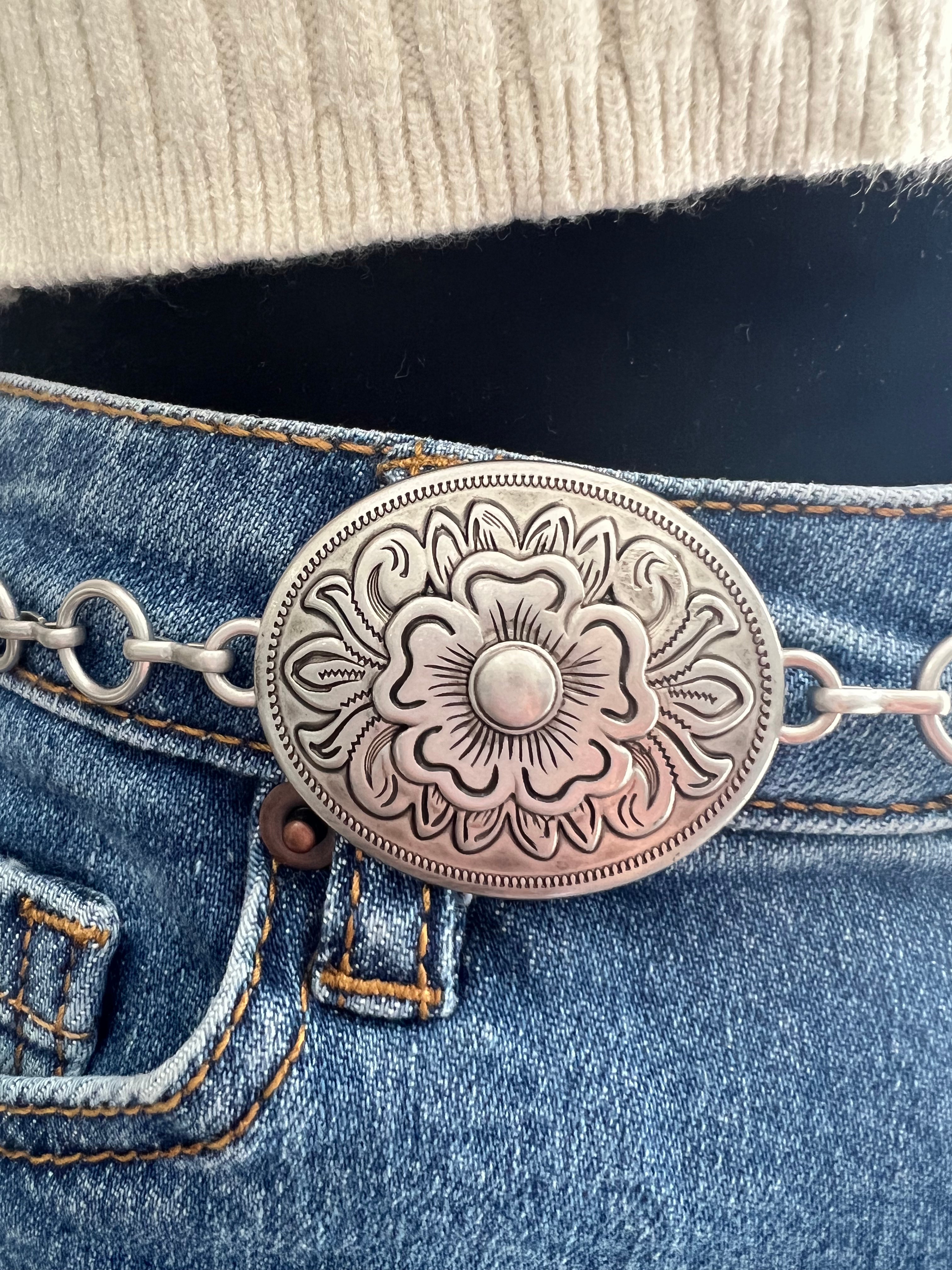 Silver Plated Flower Concho Belt